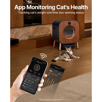 waveflower Enclosed Automatic Litter Box with Scoop | Wayfair